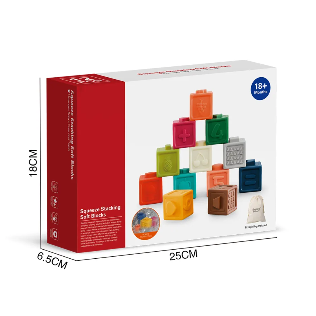 Squeeze Stacking Soft Blocks – 12 PCS