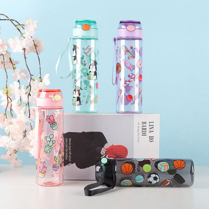 🖤🐻 Kids Portable Cartoon Water Bottle – 750ml💧✨