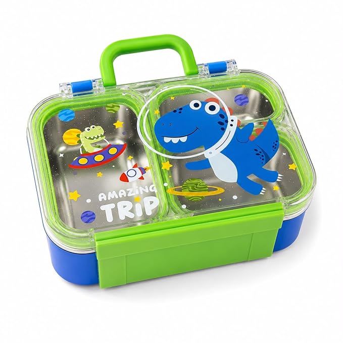 🚀🦖 Space Dino & Construction Truck | Ultimate Stainless Steel Lunch Box 🍱