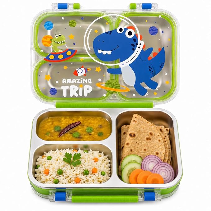 🚀🦖 Space Dino & Construction Truck | Ultimate Stainless Steel Lunch Box 🍱