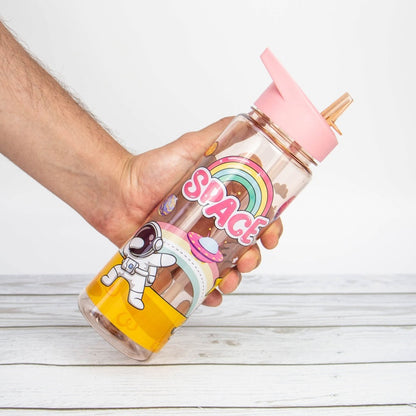 🌈🚀 Rainbow Space Water Bottle – 650ml 💧✨