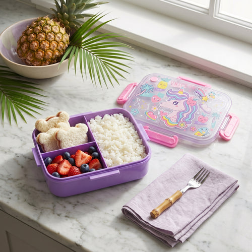 🍱🌈 Kids Plastic Lunch Box – Compact & Portable 🎒✨