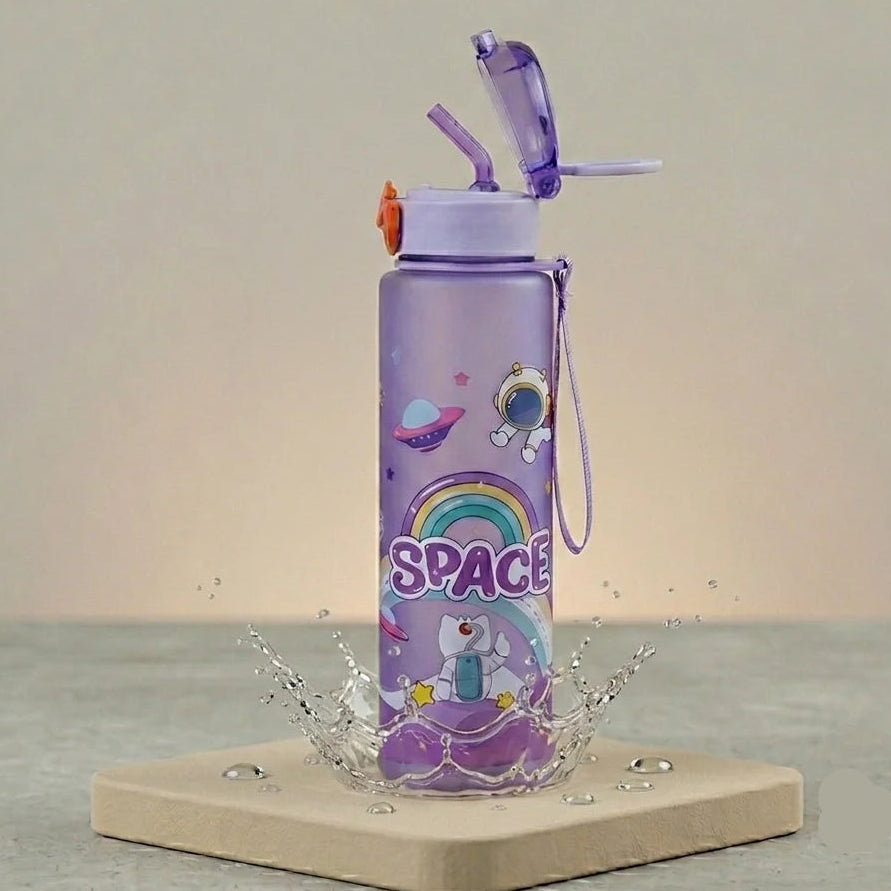 🚀 Kids Space Astronaut Water Bottle 800ml – Leakproof Sipper with Straw 🥤
