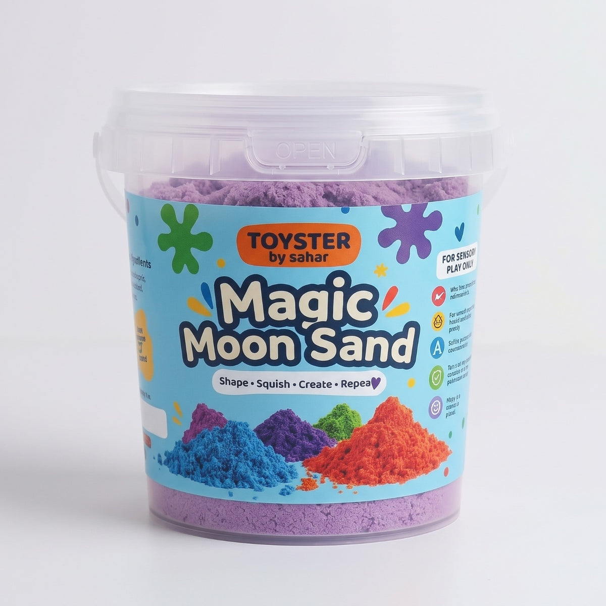 Magic Sand – 6 Color Fun Pack (200g Bucket + Free Hidden Gift)