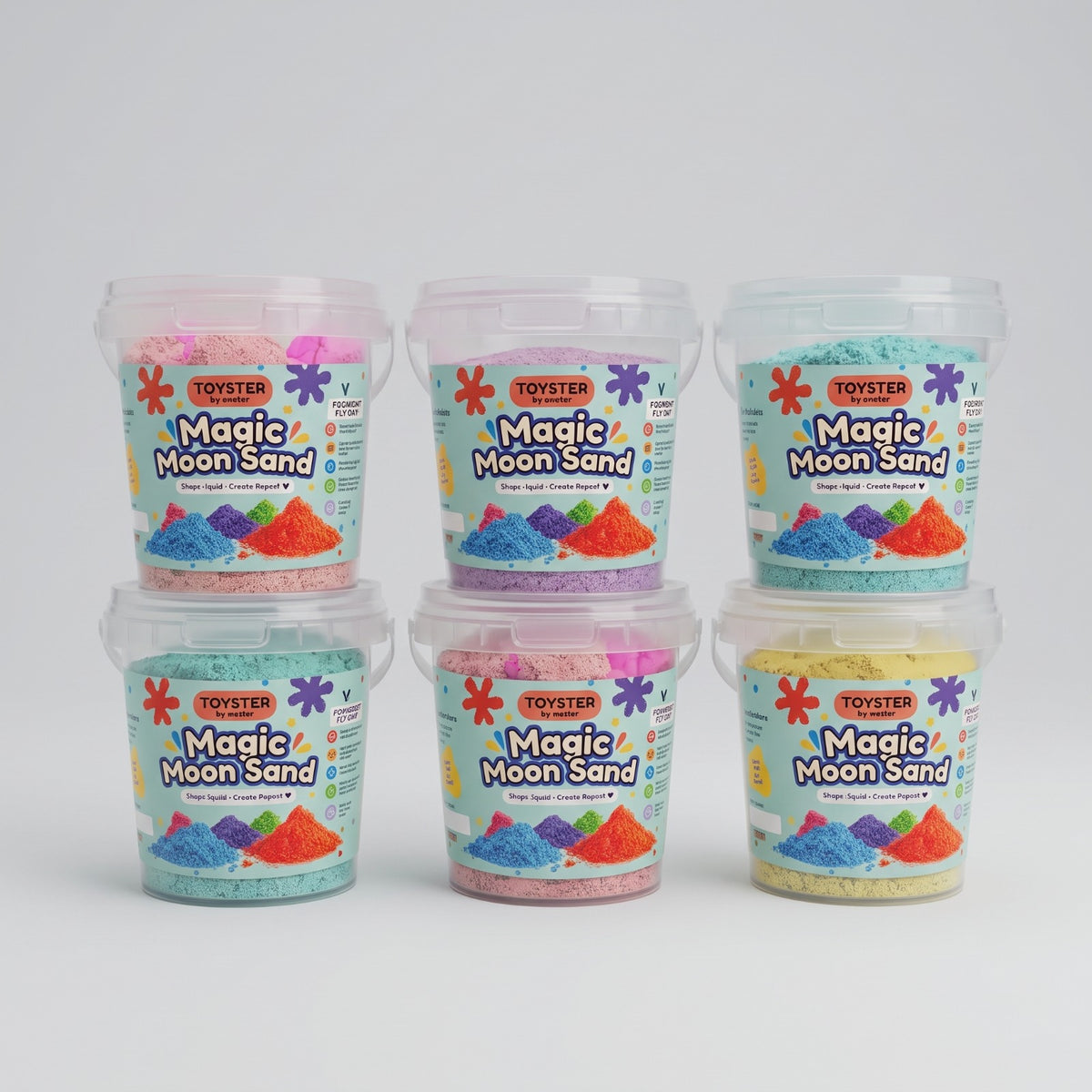 Magic Sand – 6 Color Fun Pack (200g Bucket + Free Hidden Gift)
