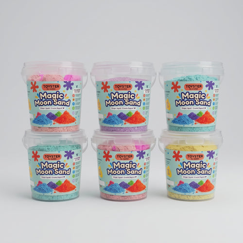 Magic Sand – 6 Color Fun Pack (200g Bucket + Free Hidden Gift)