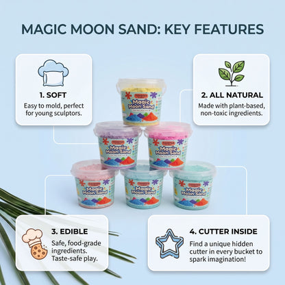 Magic Sand – 6 Color Fun Pack (200g Bucket + Free Hidden Gift)