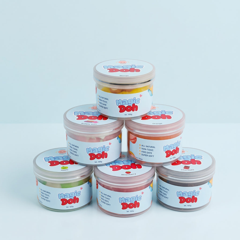 Magic Doh 100g Tubs – 7 Scented Colors + Surprise Toy 🎁