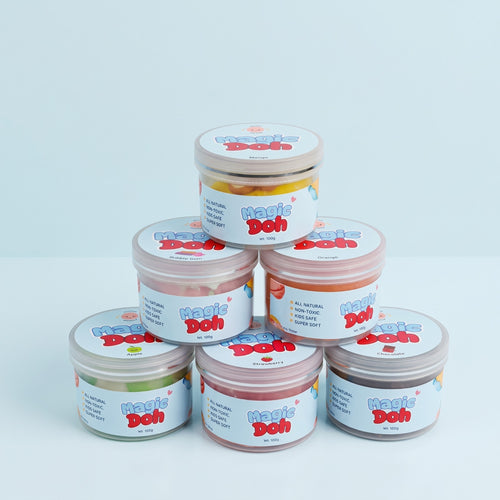 Magic Doh 100g Tubs – 7 Scented Colors + Surprise Toy 🎁