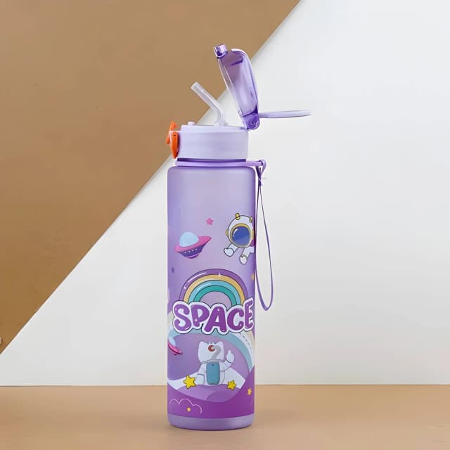 🚀 Kids Space Astronaut Water Bottle 800ml – Leakproof Sipper with Straw 🥤
