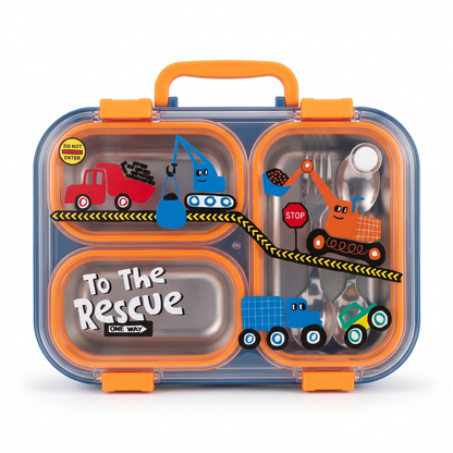 🚀🦖 Space Dino & Construction Truck | Ultimate Stainless Steel Lunch Box 🍱