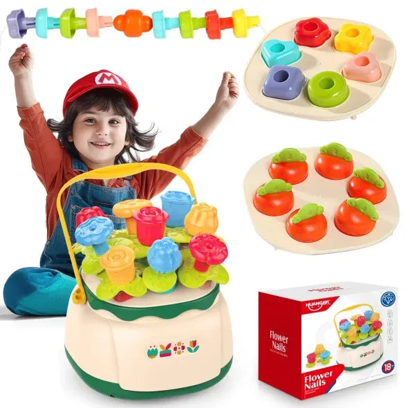 Huanger Flower Nails – Versatile Stacking & Shape Sorting Toy