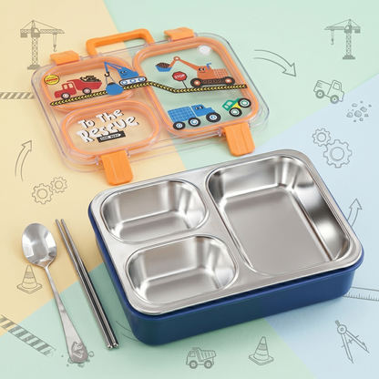 🚀🦖 Space Dino & Construction Truck | Ultimate Stainless Steel Lunch Box 🍱