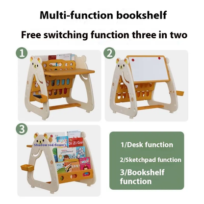 3-in-1 Kids Multi-Function Bookshelf & Desk