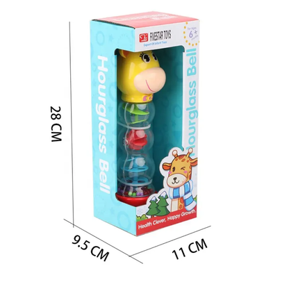 🐻 Baby Hourglass Bell Rattle – Soft Sound, Bright Colors