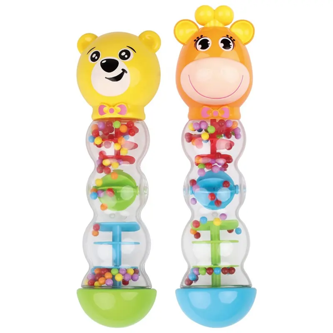 🐻 Baby Hourglass Bell Rattle – Soft Sound, Bright Colors
