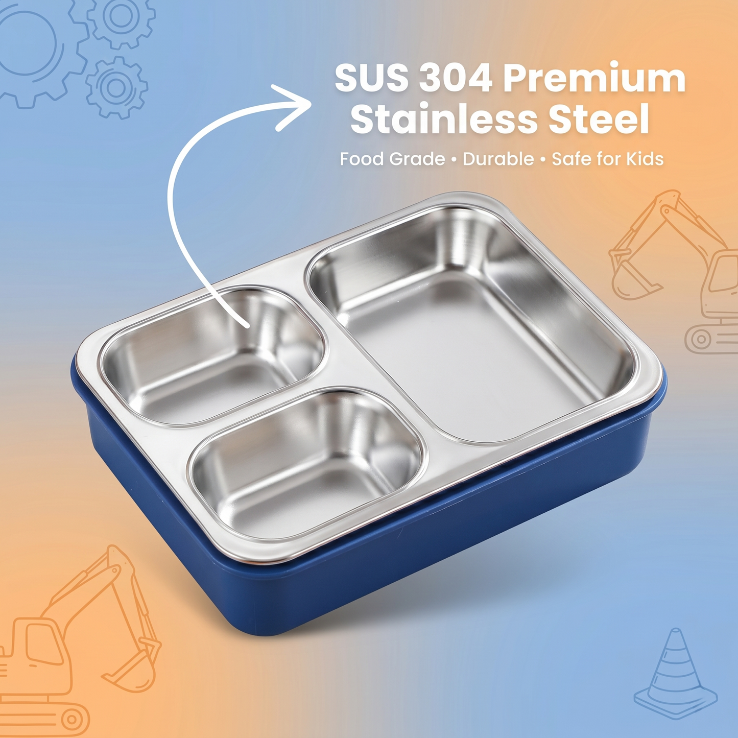 🚀🦖 Space Dino & Construction Truck | Ultimate Stainless Steel Lunch Box 🍱