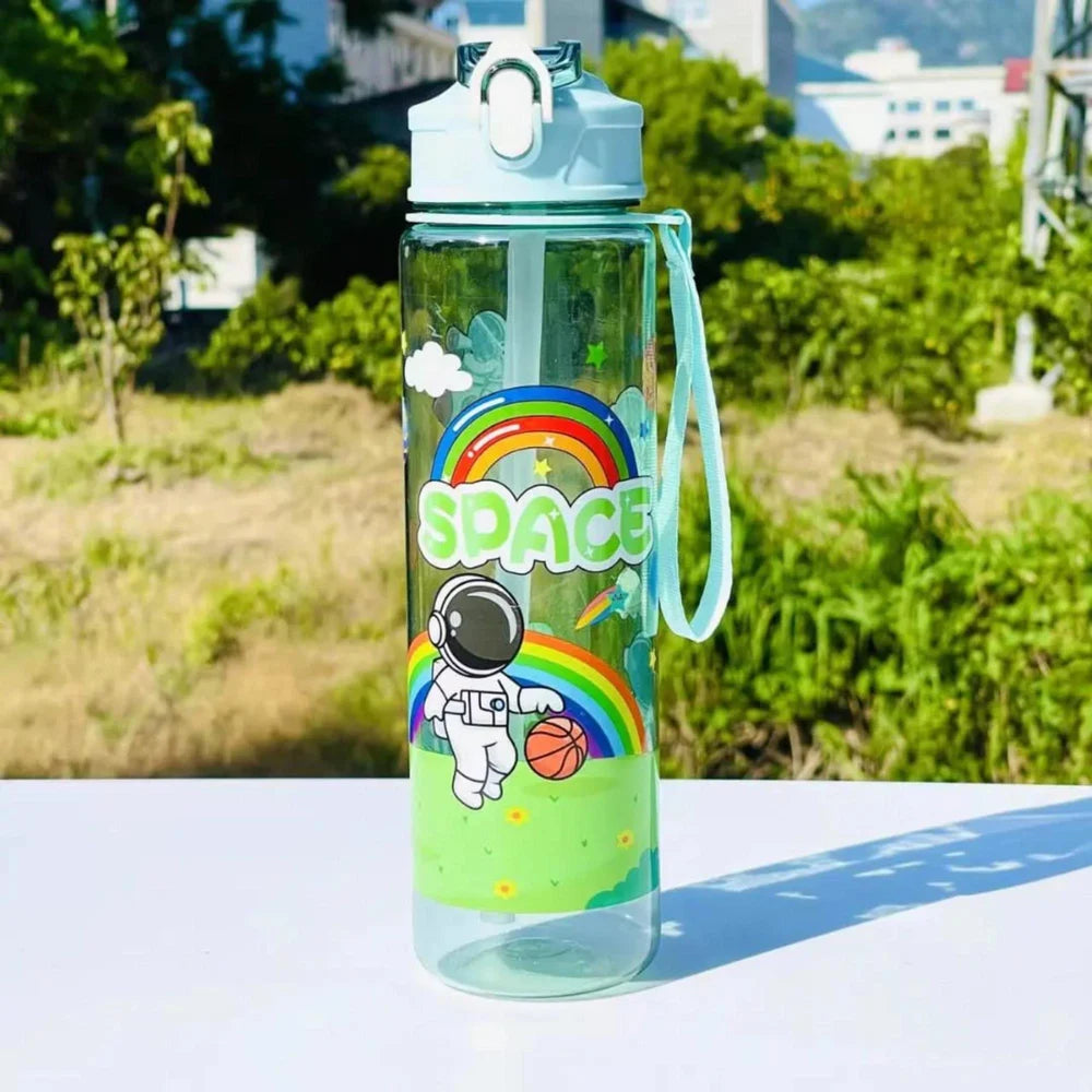 🌈🚀 Rainbow Space Water Bottle – 650ml 💧✨
